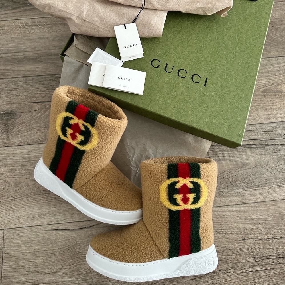 SOLD. Interlocking G Web Stripe boots GUCCI - Picture 1 of 5